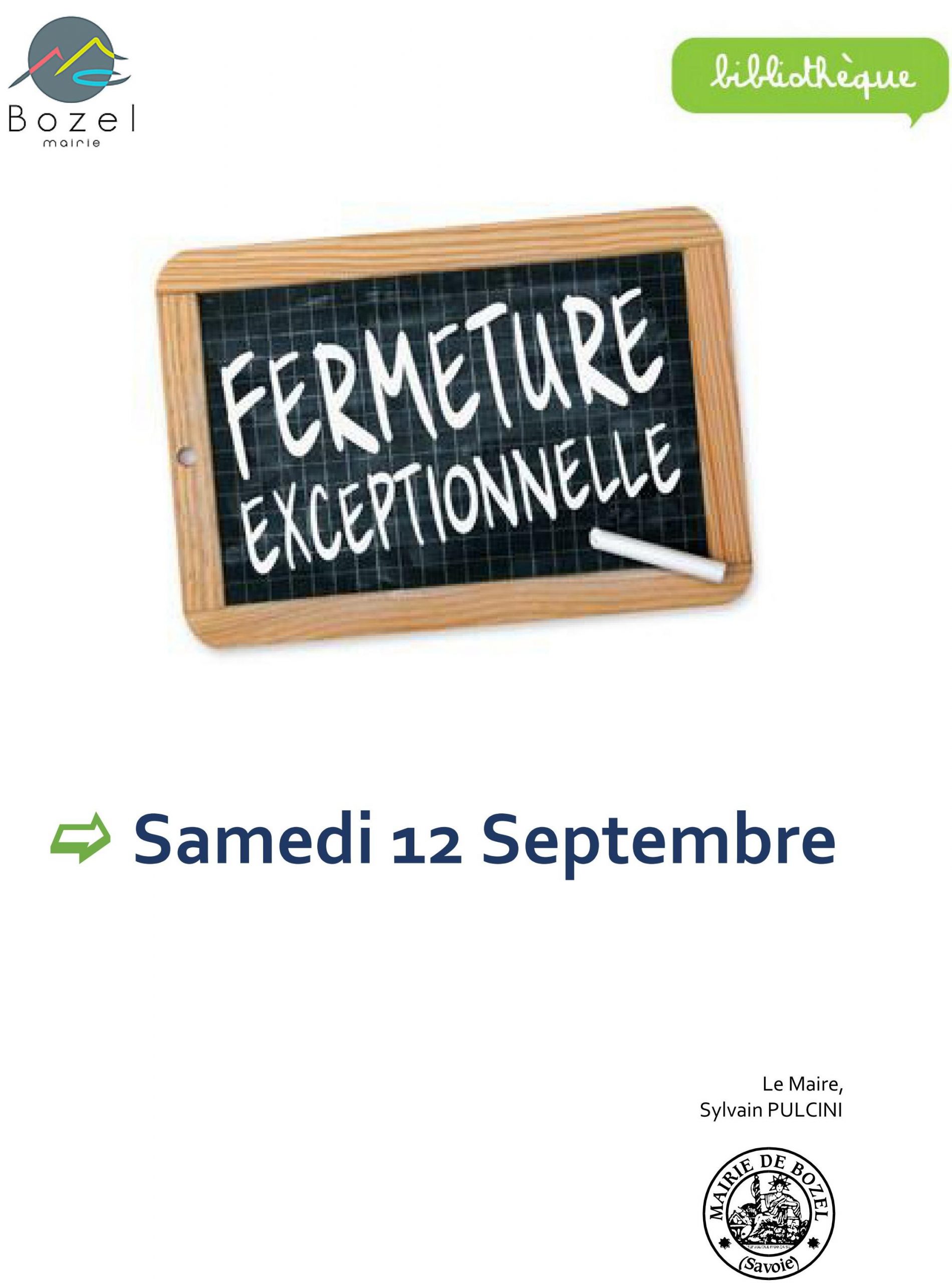 Fermeture exceptionnelle de la bibliothèque