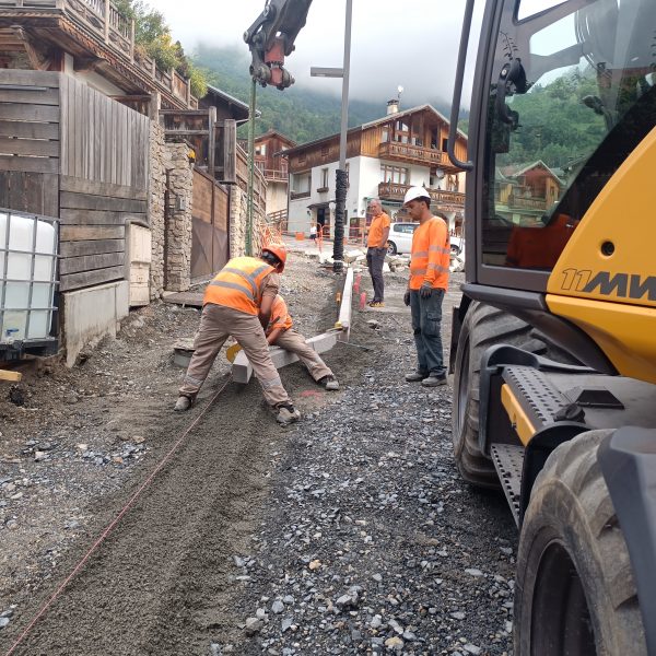 Pose des bordures en granit